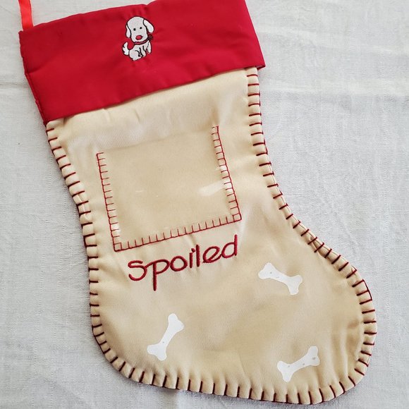 Set of 3 Red Pampered Dog Christmas Stockings Spoiled Princess Boss 16"x8" - Picture 8 of 10